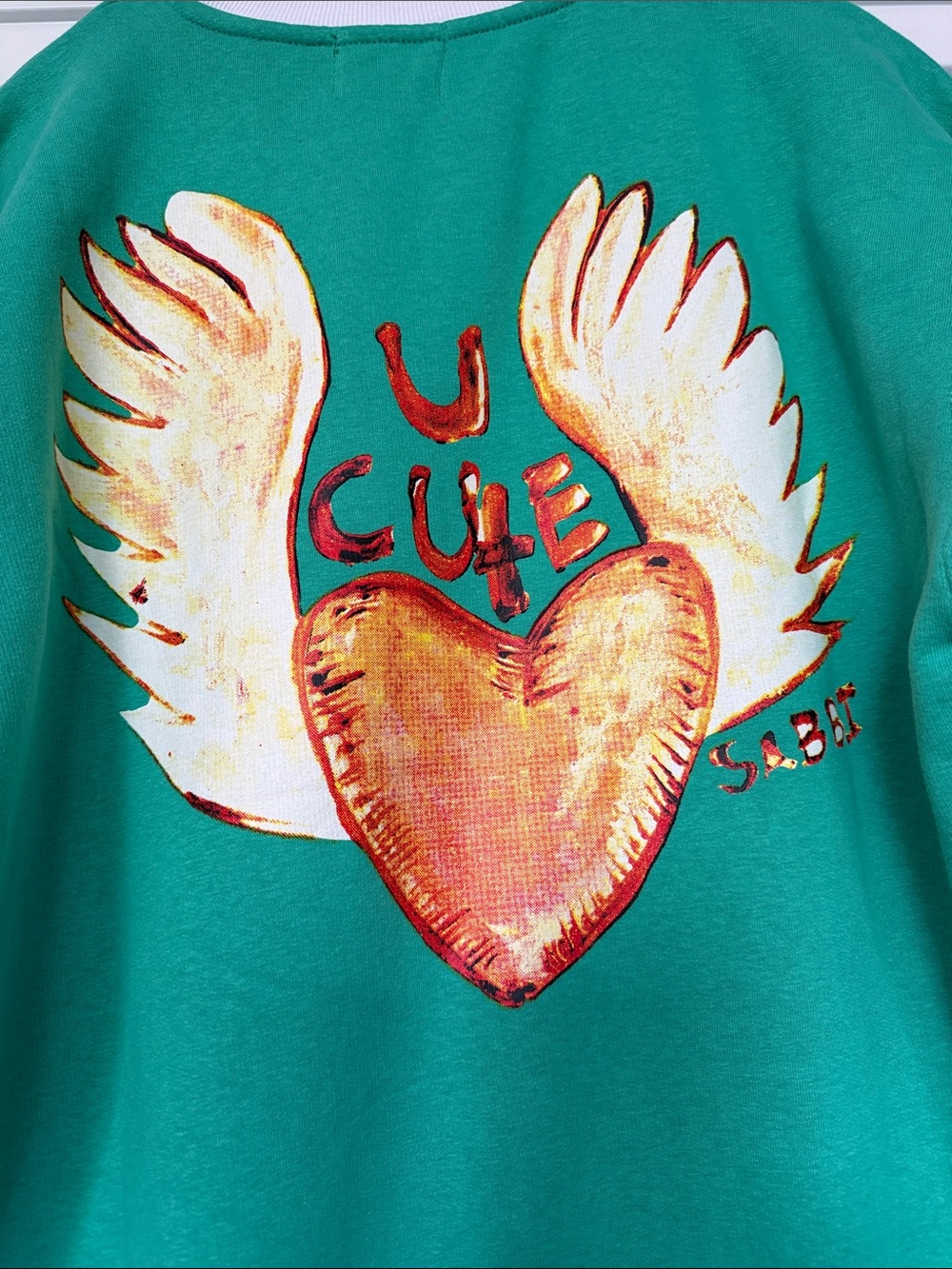 SABBI Green "Self Love Club" 88 Crewneck Sweatshirt Xs NWT - Picture 5 of 8